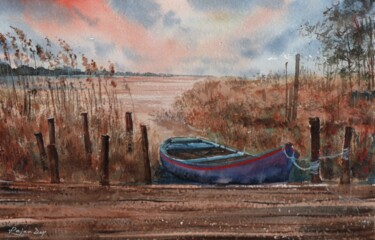 Pintura titulada "Boat Series Special…" por Rajan Dey, Obra de arte original, Acuarela