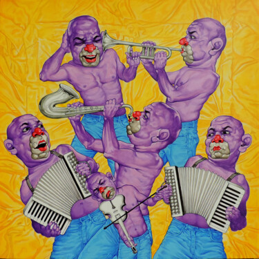 Painting titled "Mad Orchestra" by Rajendra Kapse, Original Artwork, Oil