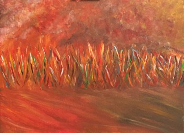 Schilderij getiteld "Savane embrasée" door Radjee, Origineel Kunstwerk, Acryl