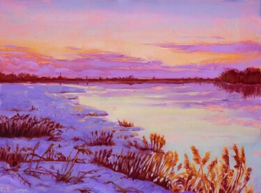 Painting titled "Winter Landscape" by Rajesh Saggi, Original Artwork, Acrylic