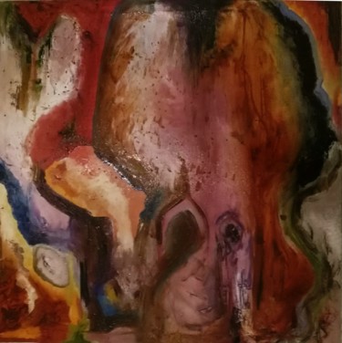 Картина под названием "Les maux" - Rajha Bouguerra, Подлинное произведение искусства, Масло Установлен на Деревянная рама дл…