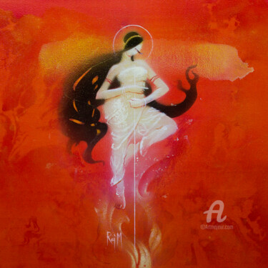 Painting titled "Mahashakti I" by Raj Maji, Original Artwork, Acrylic Mounted on artwork_cat.