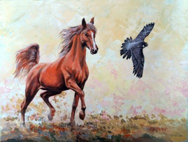 Painting titled "Before the hunt" by Rakhmet Redzhepov, Original Artwork, Oil