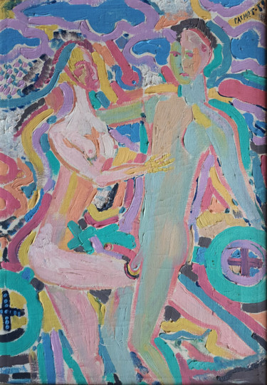 Painting titled "Dance" by Rakhmet Redzhepov, Original Artwork, Oil Mounted on Wood Stretcher frame