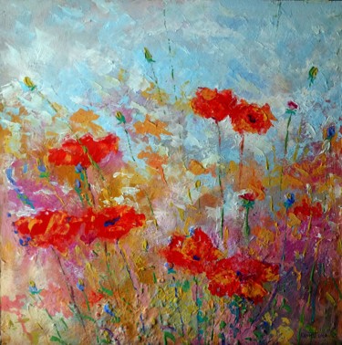 Pintura intitulada "Poppies" por Rakhmet Redzhepov, Obras de arte originais, Acrílico