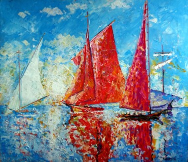 Pintura titulada "Scarlet Sails" por Rakhmet Redzhepov, Obra de arte original, Acrílico