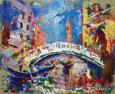 Malarstwo zatytułowany „Bridge in Venice” autorstwa Rakhmet Redzhepov, Oryginalna praca, Akryl