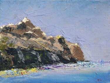 Painting titled "Sea and Mountains" by Rakhmet Redzhepov, Original Artwork, Oil