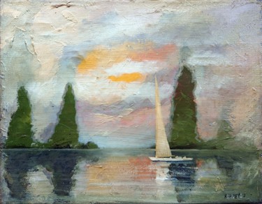 Peinture intitulée "Pond" par Rakhmet Redzhepov, Œuvre d'art originale, Huile Monté sur Châssis en bois