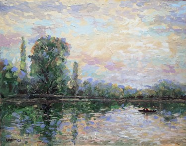 Картина под названием "Quiet Lake" - Rakhmet Redzhepov, Подлинное произведение искусства, Масло