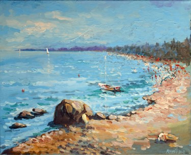 Painting titled "The Bay" by Rakhmet Redzhepov, Original Artwork, Oil Mounted on Wood Stretcher frame