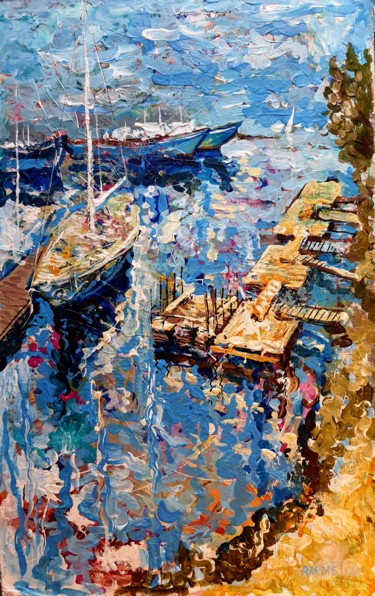 Картина под названием "Fishing port" - Rakhmet Redzhepov, Подлинное произведение искусства, Акрил