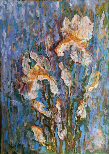 Картина под названием "Heavenly Irises" - Rakhmet Redzhepov, Подлинное произведение искусства, Акрил