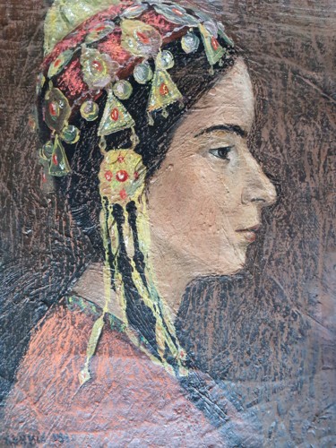 Schilderij getiteld "Jahan (sister)" door Rakhmet Redzhepov, Origineel Kunstwerk, Olie