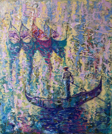 Картина под названием "Gondolier" - Rakhmet Redzhepov, Подлинное произведение искусства, Акрил Установлен на Деревянная рама…