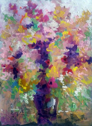 Картина под названием "Explosion of Flowers" - Rakhmet Redzhepov, Подлинное произведение искусства, Масло
