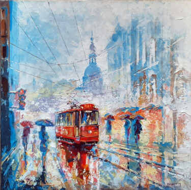 Painting titled "Romance for Rain." by Rakhmet Redzhepov, Original Artwork, Acrylic Mounted on Wood Stretcher frame