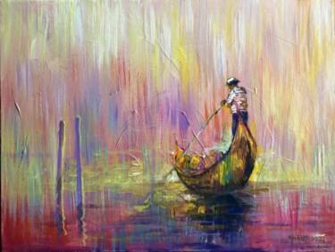 Malerei mit dem Titel "Rain in Venice  2." von Rakhmet Redzhepov, Original-Kunstwerk, Acryl Auf Karton montiert