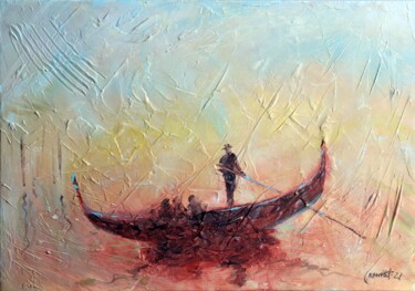 Painting titled "Warm Sunset in Veni…" by Rakhmet Redzhepov, Original Artwork, Acrylic Mounted on Cardboard
