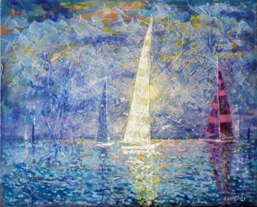 Pintura intitulada "Boat Trip and Windy…" por Rakhmet Redzhepov, Obras de arte originais, Acrílico