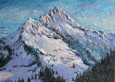 Painting titled "Mountain Expanses." by Rakhmet Redzhepov, Original Artwork, Acrylic Mounted on Cardboard