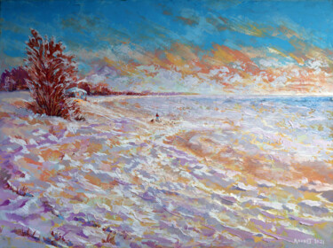 Painting titled "WINTER MORNING DUNE…" by Rakhmet Redzhepov, Original Artwork, Acrylic Mounted on Wood Stretcher frame