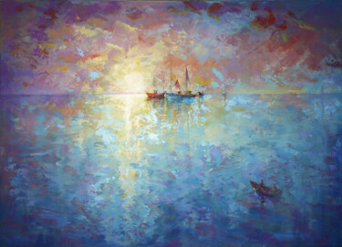 Schilderij getiteld "Sunrise 1." door Rakhmet Redzhepov, Origineel Kunstwerk, Acryl