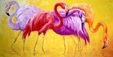 Pittura intitolato "Flamingo." da Rakhmet Redzhepov, Opera d'arte originale, Acrilico