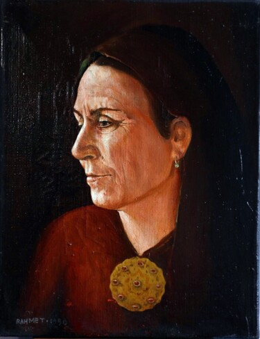 Painting titled "Anna Tach ,Mommy ." by Rakhmet Redzhepov, Original Artwork, Oil Mounted on Wood Stretcher frame