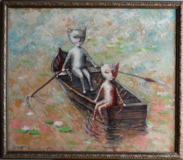 Painting titled "Two in a Boat." by Rakhmet Redzhepov, Original Artwork, Acrylic