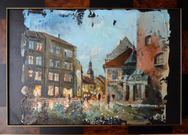Painting titled "Old  Town." by Rakhmet Redzhepov, Original Artwork, Acrylic Mounted on Cardboard