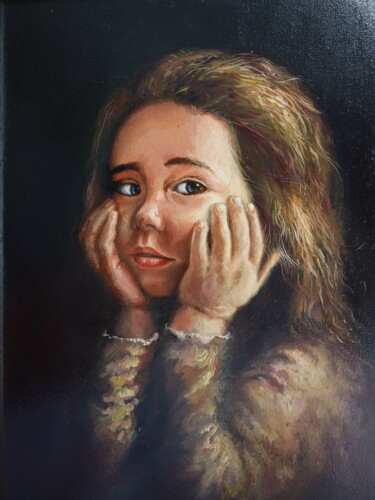 Painting titled "Anna Maria (Daughte…" by Rakhmet Redzhepov, Original Artwork, Oil Mounted on Wood Stretcher frame