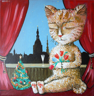 제목이 "Happy New Year 2 !"인 미술작품 Rakhmet Redzhepov로, 원작, 아크릴 나무 들것 프레임에 장착됨