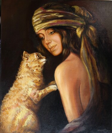 Painting titled "RAMZES and OLGA." by Rakhmet Redzhepov, Original Artwork, Oil Mounted on Wood Stretcher frame