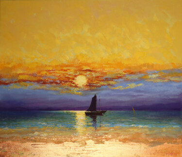 Картина под названием "Sea of Tranguility." - Rakhmet Redzhepov, Подлинное произведение искусства, Акрил Установлен на Дерев…