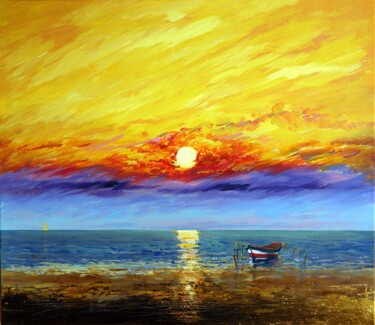Картина под названием "Sea of Love." - Rakhmet Redzhepov, Подлинное произведение искусства, Акрил Установлен на Деревянная р…