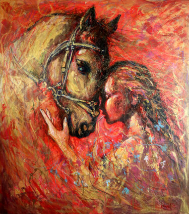 Painting titled "Mystery of Love." by Rakhmet Redzhepov, Original Artwork, Acrylic Mounted on Wood Stretcher frame
