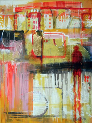 Картина под названием "City and Rain." - Rakhmet Redzhepov, Подлинное произведение искусства, Акрил Установлен на Деревянная…
