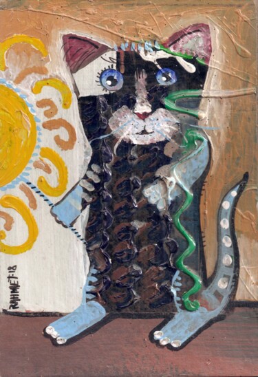 Painting titled "ABSTRACT CAT." by Rakhmet Redzhepov, Original Artwork, Acrylic