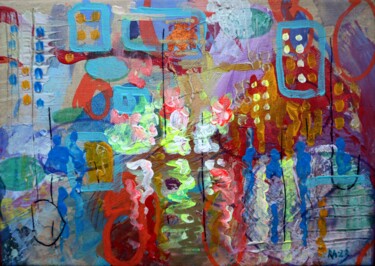 Картина под названием "City 6" - Rakhmet Redzhepov, Подлинное произведение искусства, Акрил Установлен на Деревянная рама дл…