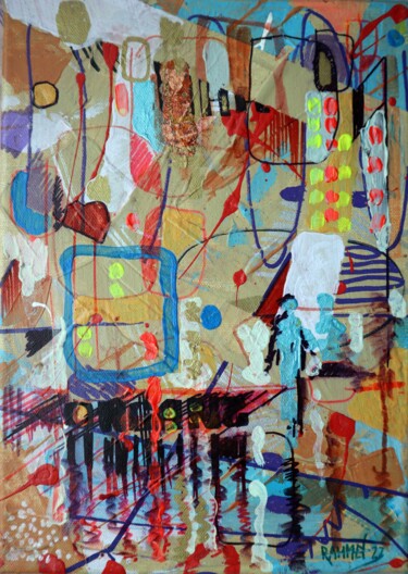 Картина под названием "City 3" - Rakhmet Redzhepov, Подлинное произведение искусства, Масло Установлен на Деревянная рама дл…