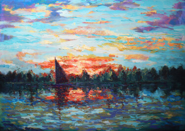 Pittura intitolato "Wind in Sail" da Rakhmet Redzhepov, Opera d'arte originale, Olio Montato su Telaio per barella in legno