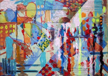 Картина под названием "City 5" - Rakhmet Redzhepov, Подлинное произведение искусства, Масло Установлен на Деревянная рама дл…