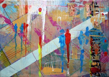 Painting titled "City 8" by Rakhmet Redzhepov, Original Artwork, Acrylic Mounted on Wood Stretcher frame