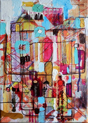 Картина под названием "CITY 10" - Rakhmet Redzhepov, Подлинное произведение искусства, Акрил Установлен на Деревянная рама д…