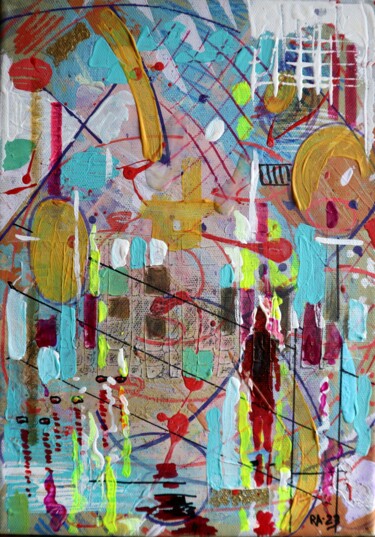 Картина под названием "City 11" - Rakhmet Redzhepov, Подлинное произведение искусства, Акрил Установлен на Деревянная рама д…