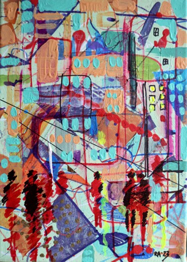 Pintura titulada "CITY 13" por Rakhmet Redzhepov, Obra de arte original, Acrílico Montado en Bastidor de camilla de madera
