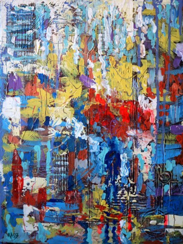 Картина под названием "CITY 15" - Rakhmet Redzhepov, Подлинное произведение искусства, Масло Установлен на Деревянная рама д…