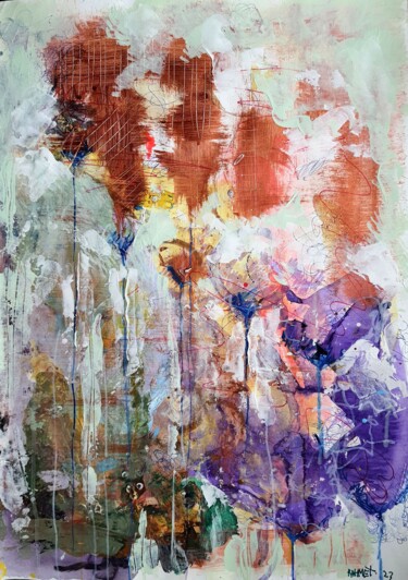 Pintura intitulada "Fantasy with Flower…" por Rakhmet Redzhepov, Obras de arte originais, Aquarela