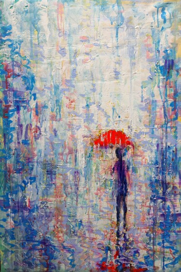 Painting titled "Summer Rain" by Rakhmet Redzhepov, Original Artwork, Oil Mounted on Wood Stretcher frame
